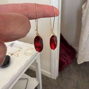 Elegant Red and Gold Drop Earrings